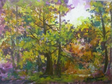 Painting titled "walking in the woods" by Grace Choong, Original Artwork