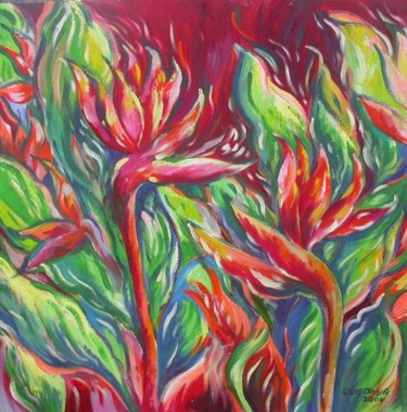Painting titled "birds of paradise" by Grace Choong, Original Artwork
