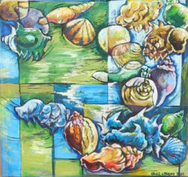 Painting titled "Dancing in the sea" by Grace Choong, Original Artwork, Oil