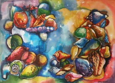 Painting titled "Shell play" by Grace Choong, Original Artwork, Oil
