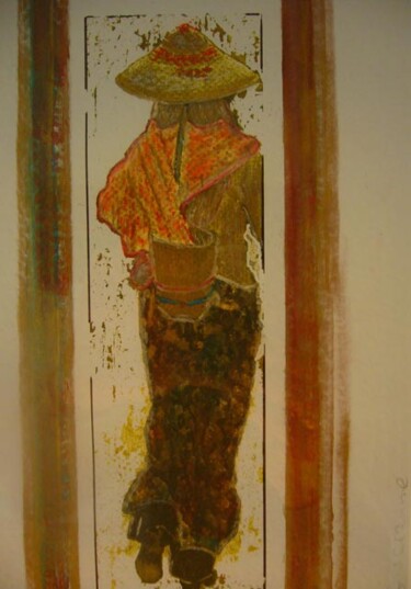 Peinture intitulée "Eternelle chinoise" par Gracianne Vallet, Œuvre d'art originale, Huile