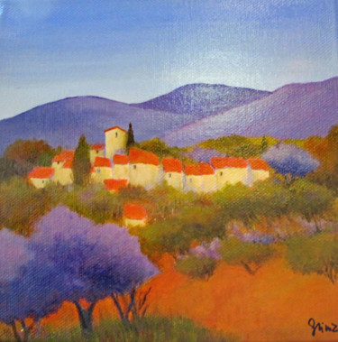 Peinture intitulée "Le hameau aux olivi…" par Graciela Grimaldi, Œuvre d'art originale, Acrylique Monté sur Châssis en bois
