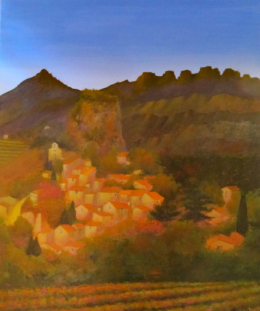 Peinture intitulée "Village de la Roque…" par Graciela Grimaldi, Œuvre d'art originale, Acrylique