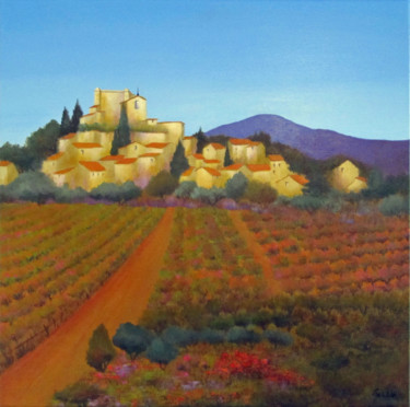 Peinture intitulée "Au cœur des vignobl…" par Graciela Grimaldi, Œuvre d'art originale, Acrylique