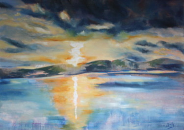 Painting titled "Seaside sunset" by Grady Zeeman, Original Artwork, Oil