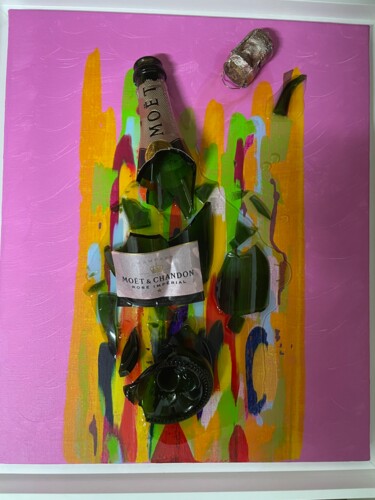 Painting titled "Moet Love" by Graeme Callaghan, Original Artwork, Acrylic Mounted on Wood Stretcher frame