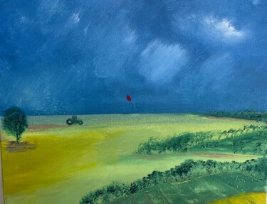 Malerei mit dem Titel "Floating Balloon 🎈" von Graeme Callaghan, Original-Kunstwerk, Öl Auf Holzplatte montiert