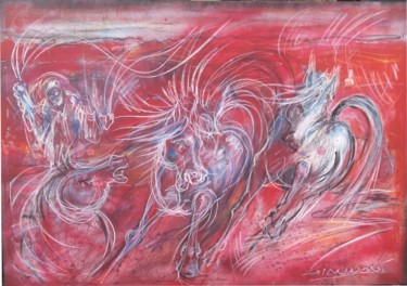 Pittura intitolato "cavalli" da Marco Francesco Giannoni, Opera d'arte originale, Acrilico