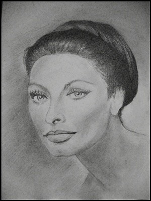 Drawing titled "Sophia Loren" by Victor Covaliov, Original Artwork