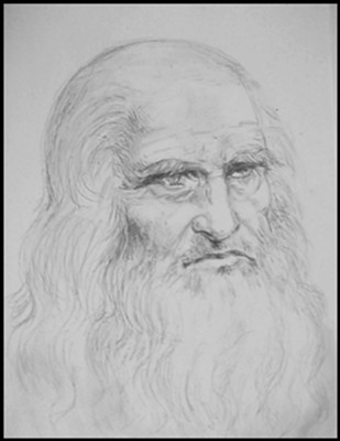 Drawing titled "Leonardo da Vinci" by Victor Covaliov, Original Artwork