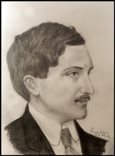 Drawing titled "George Toparceanu" by Victor Covaliov, Original Artwork