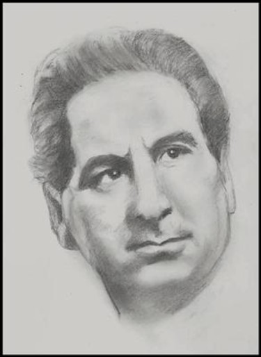 Drawing titled "George Calinescu" by Victor Covaliov, Original Artwork