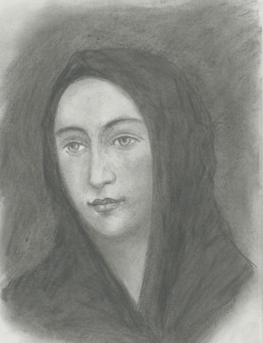 Drawing titled "Portret de fata" by Victor Covaliov, Original Artwork