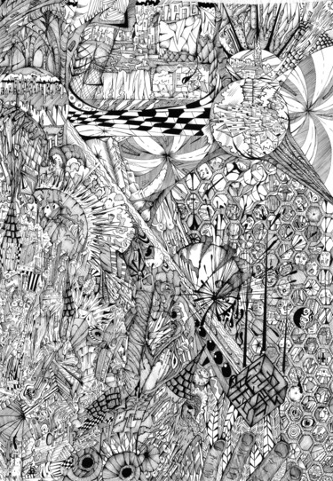 Drawing titled "Ink Chaos" by Graham Rhodes, Original Artwork, Ink
