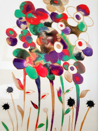 Peinture intitulée "Bloomin wonderful" par Graham Rhodes, Œuvre d'art originale, Émail