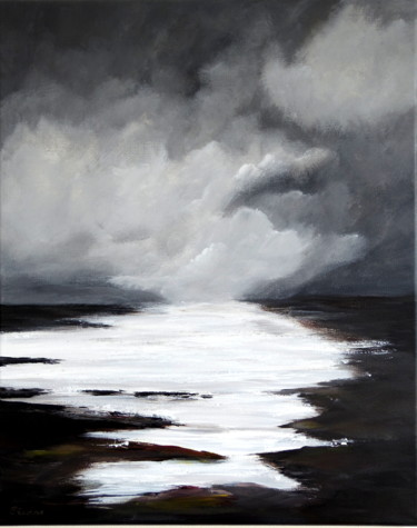 Painting titled "Distant storm" by Graham Evans, Original Artwork, Acrylic