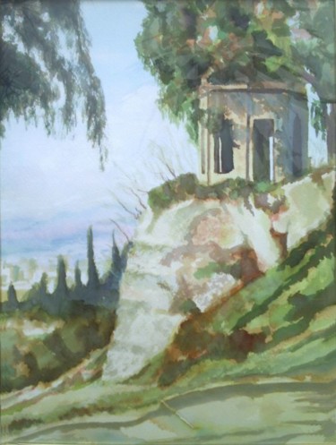 Painting titled "TEMPLETE" by Manuel Granai, Original Artwork, Watercolor