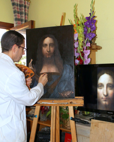 Pintura intitulada "SALVATOR MUNDI" por Manuel Granai, Obras de arte originais, Óleo