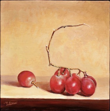 Painting titled "BODEGÓN CON UVAS" by Manuel Granai, Original Artwork, Oil Mounted on Wood Panel