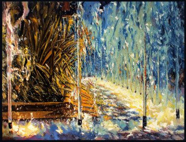 Painting titled "NOCTURNO DE AGUA Y…" by Manuel Granai, Original Artwork, Oil