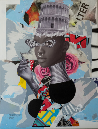 Collages intitulée "Pise out" par Grandj, Œuvre d'art originale, Acrylique
