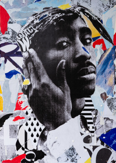 Collages titled "2PAC" by Grandj, Original Artwork, Collages Mounted on Cardboard