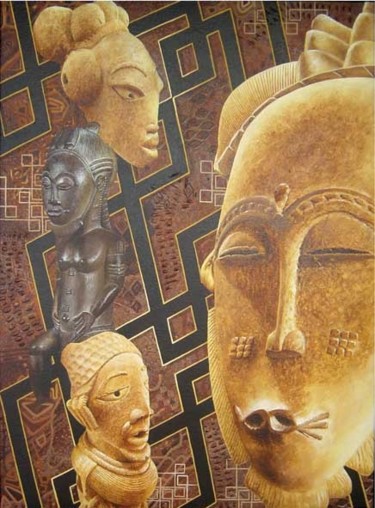Painting titled "Images d'Afrique 18" by Grandorfa, Original Artwork
