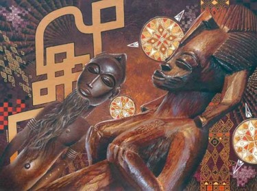 Peinture intitulée "Images d'Afrique 22" par Grandorfa, Œuvre d'art originale