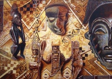Painting titled "Images d'Afrique 12" by Grandorfa, Original Artwork