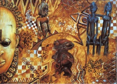 Painting titled "Images d'Afrique 5" by Grandorfa, Original Artwork