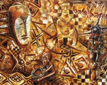 Painting titled "Images d'Afrique 4" by Grandorfa, Original Artwork