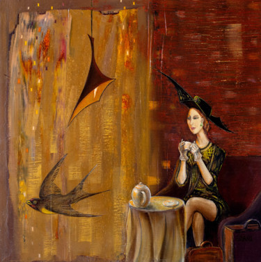 Painting titled "The Bird of Passage" by Nikita Grazhevskiy, Original Artwork, Oil