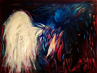 Painting titled "Stay close to me" by Granishka, Original Artwork, Oil