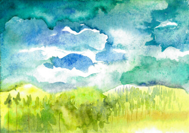 Peinture intitulée "The Cloud Baskets" par Granishka, Œuvre d'art originale, Aquarelle