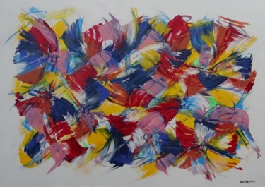 Painting titled "Coloured flowers." by Grant Preston, Original Artwork, Acrylic