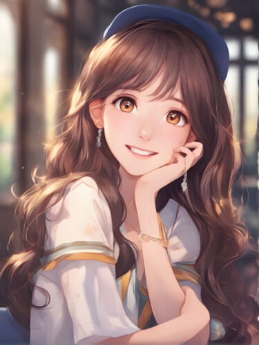 "Cute Anime Girl (3)" başlıklı Dijital Sanat Graphicnoir tarafından, Orijinal sanat, AI tarafından oluşturulan görüntü