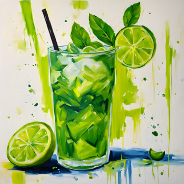 Arts numériques intitulée "MOJITO COCKTAIL" par Graphicnoir, Œuvre d'art originale, Image générée par l'IA