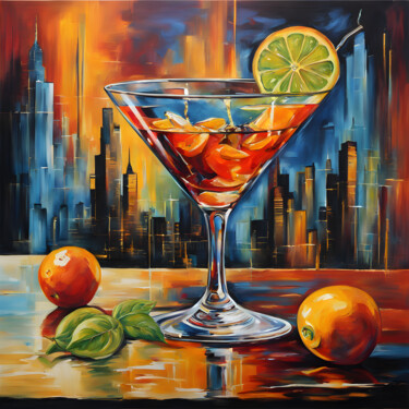 Arte digitale intitolato "MANHATTAN COCKTAIL" da Graphicnoir, Opera d'arte originale, Immagine generata dall'IA