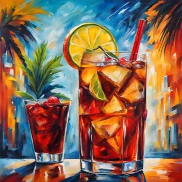 Arte digital titulada "CUBA LIBRE COCKTAIL" por Graphicnoir, Obra de arte original, Imagen generada por IA