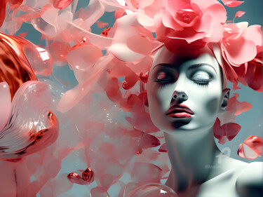 Arte digitale intitolato "LIQUID FLOWER" da Graphicnoir, Opera d'arte originale, Immagine generata dall'IA