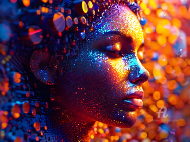Digitale Kunst mit dem Titel "Portrait Cybernetic…" von Graphicnoir, Original-Kunstwerk, KI-generiertes Bild