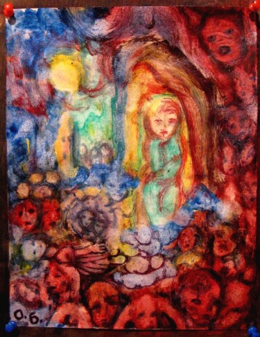 Schilderij getiteld "Child in time" door Aleksei Barsukov, Origineel Kunstwerk, Gouache