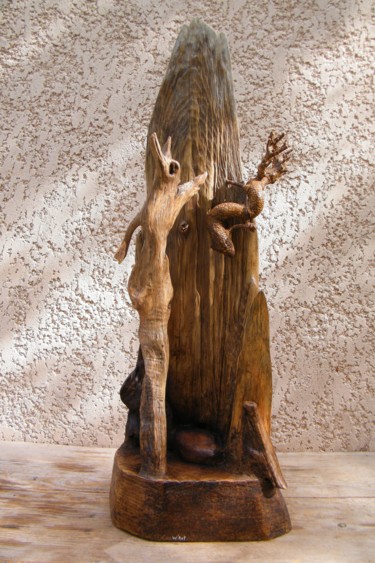 Sculpture intitulée "l-apprenti-sage-201…" par Gérard Amat, Œuvre d'art originale, Bois