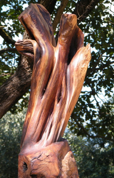 Sculpture titled "L'Elan-de-main-qui-…" by Gérard Amat, Original Artwork, Wood