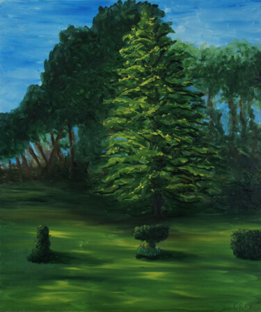 Painting titled "parc Sans Souci 1…" by Thierry Grare, Original Artwork, Oil Mounted on Wood Stretcher frame