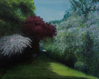 Картина под названием "Jardin 1  : 2022" - Thierry Grare, Подлинное произведение искусства, Масло Установлен на Деревянная р…