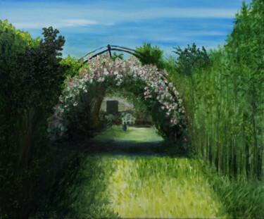 Painting titled "Jardin 3  : 2022" by Thierry Grare, Original Artwork, Oil Mounted on Wood Stretcher frame