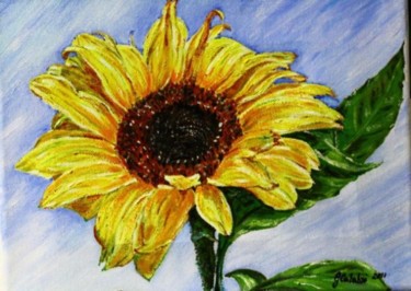 Painting titled "Girasole" by Grazia Calabrò, Original Artwork, Oil