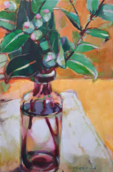 Le Béraude (les camélias) Peinture intitulée "Le Béraude (les cam…" par Graziella, Œuvre d'art originale, Acrylique Monté sur Châssis