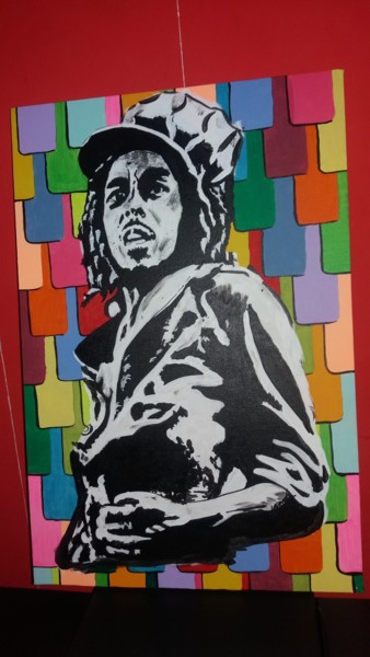 Painting titled "Quadro Bob Marley" by Grazielly Azevedo, Original Artwork